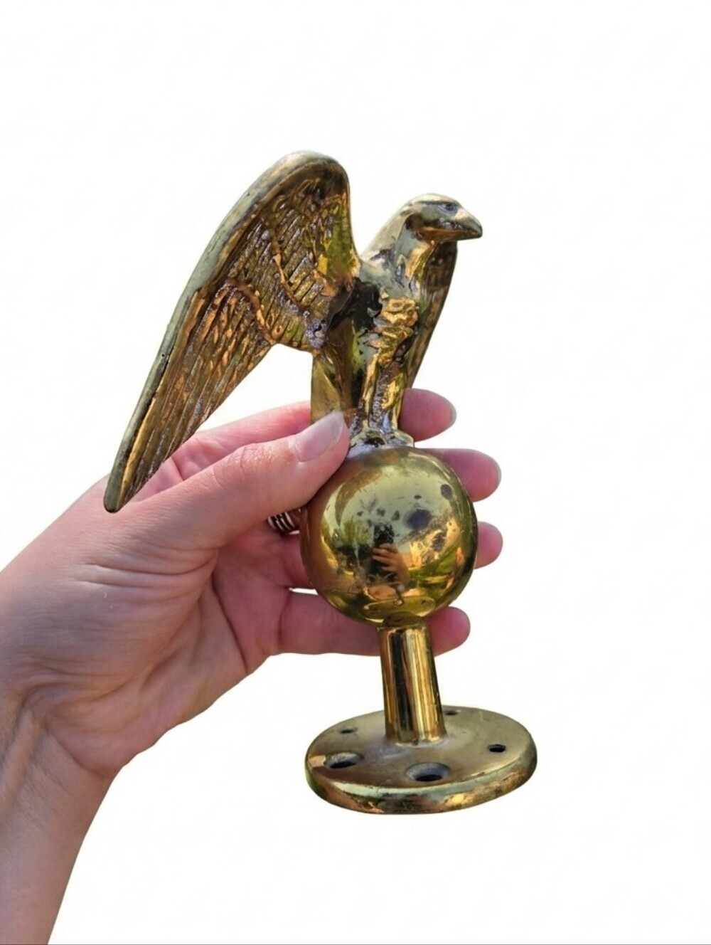 Large 6.5" Vintage Heavy Solid Brass Eagle Finial / Post Topper
